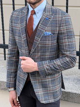 Load image into Gallery viewer, Ben Slim Fit High Quality Plaid Woolen Grey Blazer
