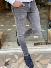 Load image into Gallery viewer, Warren Slim Fit Grey Ripped Denim Jeans
