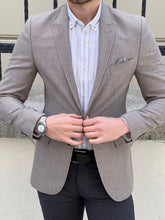 Load image into Gallery viewer, Ben Slim Fit High Quality Self-Patterned Beige Blazer
