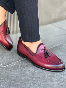 Benson Double Buckled Burgundy Detailed Loafers