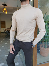 Load image into Gallery viewer, Morris Slim Fit Long Sleeve Beige Turtleneck
