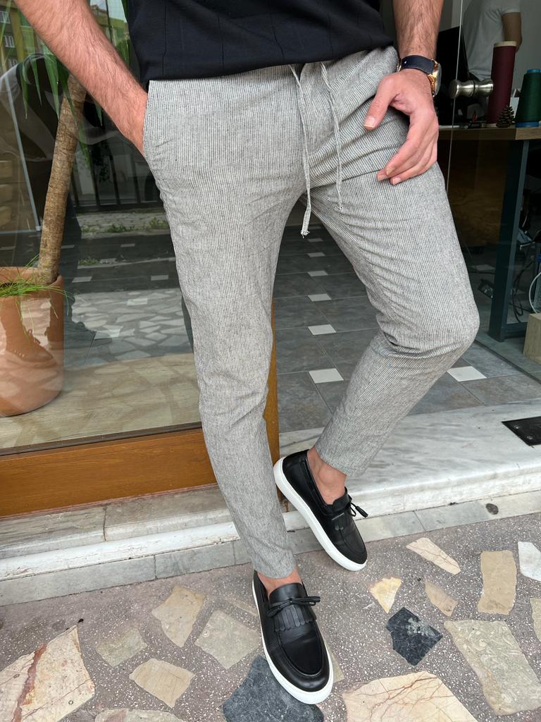 Morrison Slim Fit Black Drawstring Linen Pants – MCR TAILOR
