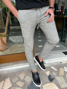 Morrison Slim Fit Black Drawstring Linen Pants