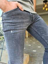 Load image into Gallery viewer, Jason Slim Fit Special Edition Gray &amp; Black Ripped Jeans
