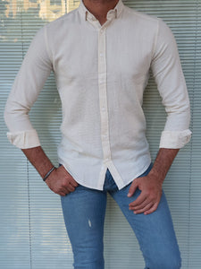 Lucas Slim Fit Beige Linen Shirt
