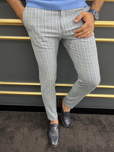 Luke Slim Fit Blue Striped Trouser
