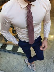 Shleton Beige Sardinelli Slim Fit Custom Shirt