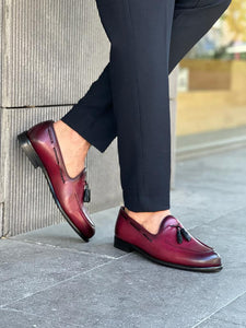 Benson Double Buckled Burgundy Detailed Loafers