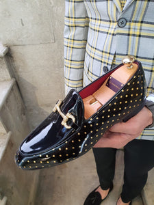 Shelton Sardinelli Buckle Detailed Black Leather Shoes