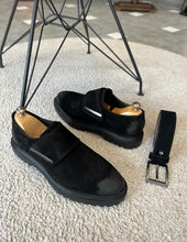Load image into Gallery viewer, Nate Suede Black Single Buckled Loafer
