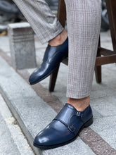 Load image into Gallery viewer, Morris Navy Blue Neolite Buckled Leather Shoes

