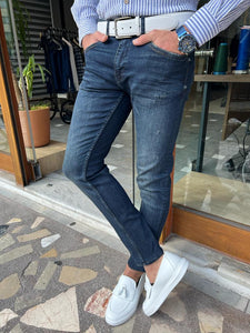Lars Slim Fit Ripped Blue Jeans