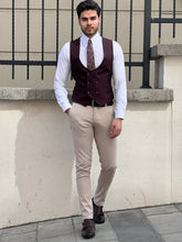 Load image into Gallery viewer, Ben Slim Fit Double Breasted Claret Red Vest
