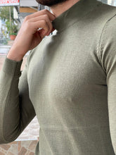 Load image into Gallery viewer, Reese Slim Fit Half Turtleneck Khaki Sweater
