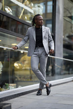Load image into Gallery viewer, Noah Slim Fit Grey Striped Casual Suit
