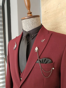 Ralph Slim Fit Bi-Stretch Claret Red Suit