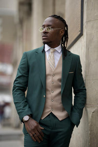 Noah Slim Fit Striped Green Suit