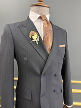 Load image into Gallery viewer, Rick Slim Fit Striped Double Breasted Blue Suit

