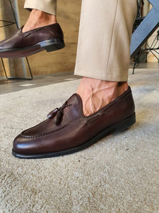 Peaky Sardinelli Tassel Detailed Brown Loafer