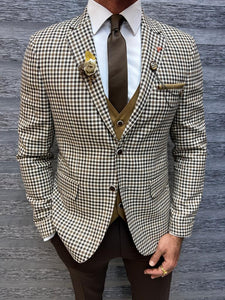 Noah Slim Fit Brown Plaid Suit