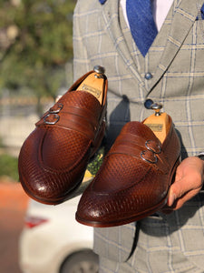 Lance Sardinelli Buckle Detailed Classic Tan Leather Shoes
