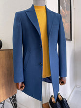 Load image into Gallery viewer, Brett Slim Fit Woolen Indigo Winter Coat
