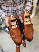 Load image into Gallery viewer, Genova Special Edition Sardinelli Tan Monk Strap Leather Shoes
