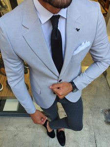 Harringate Slim Fit Grey Cotton Blazer