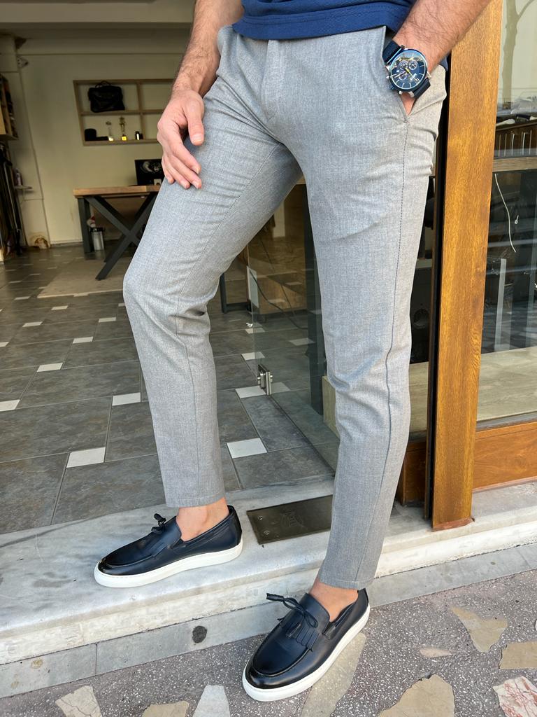 Lars Slim Fit Grey Trousers