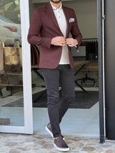 Load image into Gallery viewer, Fred Slim Fit High Quality Knitted Brown Blazer
