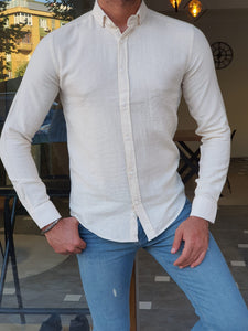 Lucas Slim Fit Beige Linen Shirt