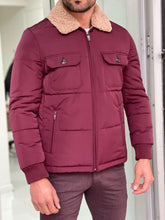 Load image into Gallery viewer, Cameron Slim Fit Claret Red Fur Winter Coat
