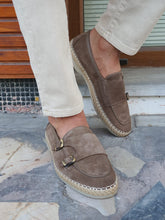 Load image into Gallery viewer, Chase Sardinelli Wicker Detailed Double Buckle Beige Shoes
