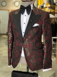 Abboud Claret Red Tuxedo Suit