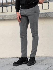 Naze Slim Fit High Quality Gray Patterned Mink Pants