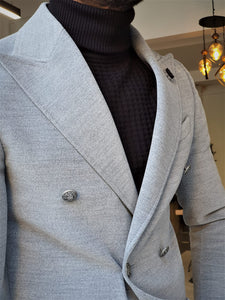 Mason Slim Fit Special Edition Double Breast Gray Woolen Coat ( Available in 4 Colors)
