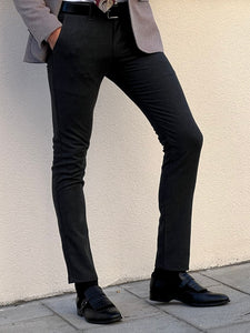 Naze Slim Fit High Quality Gray Patterned Anthracite Pants