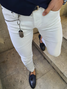 Genova Slim Fit White Jeans
