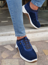 Load image into Gallery viewer, Jason Sardinelli Eva Sole Suede Leather Navy Leather Sneakers
