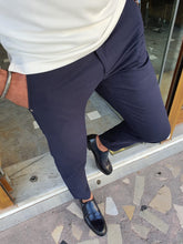 Load image into Gallery viewer, Logan Slim Fit Navy Side Pocket Cotton Pants
