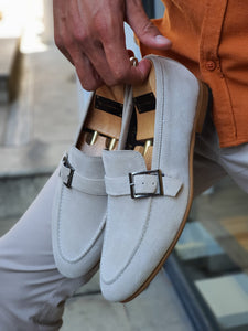 Jhon Sardinelli Buckled Detailed Suede Beige Shoes