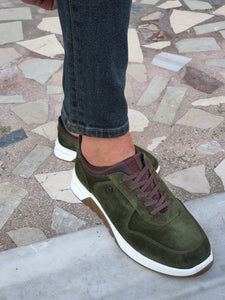 Jason Sardinelli Eva Sole Suede Laced Green Leather Shoes