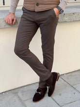 Load image into Gallery viewer, Naze Slim Fit High Quality Brown Patterned Anthracite Pants
