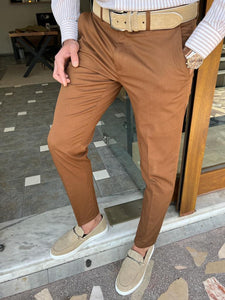 Lars Slim Fit Camel Trouser