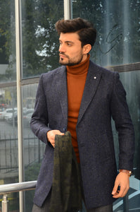 New Collection Navy Wool Winter Coat