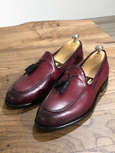 Tasseled Leather Claret Red Loafers