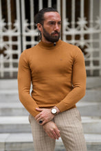 Load image into Gallery viewer, Ted Slim Fit Camel Half Collared Turtleneck
