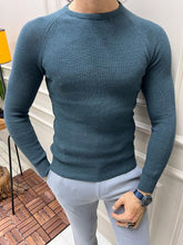 Load image into Gallery viewer, Evan Slim Fit Oil Round Neck Sweater
