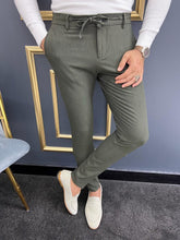 Load image into Gallery viewer, Thread Slim Fit Rope Detailed Khaki Trouser
