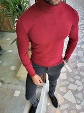 Load image into Gallery viewer, Henry Slim Fit Red Turtleneck
